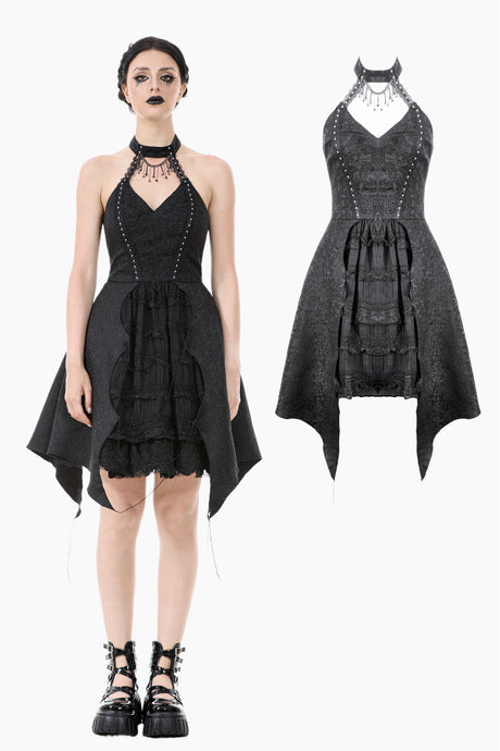 Nocturnal Empress – Gothic Batwing Hem Dress  DW1081