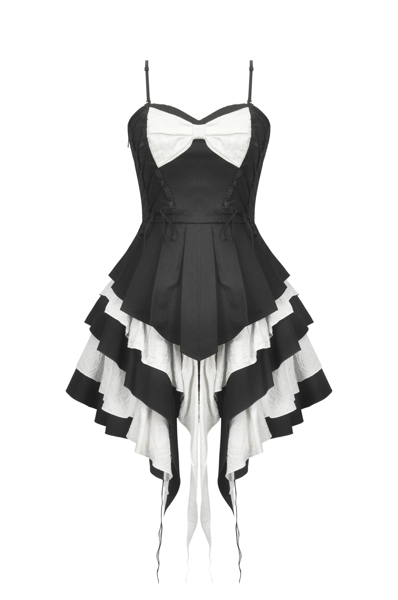 Gothic Lolita Black and White Preppy Bow Dress DW1083 L Gothic Lolita Black and White Preppy Bow Dress DW1083 L