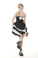 Load image into Gallery viewer, Gothic Lolita Black and White Preppy Bow Dress DW1083