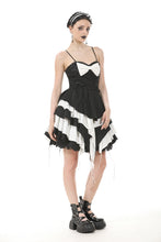 Load image into Gallery viewer, Gothic Lolita Black and White Preppy Bow Dress DW1083