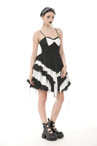 Gothic Lolita Black and White Preppy Bow Dress DW1083