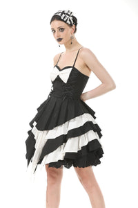 Gothic Lolita Black and White Preppy Bow Dress DW1083