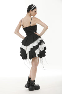 Gothic Lolita Black and White Preppy Bow Dress DW1083