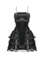 Load image into Gallery viewer, Gothic Bat Coffin Lolita Dress with Lace Ruffles and Adjustable Ties DW1088