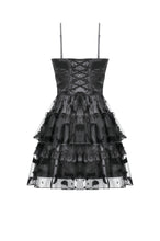 Load image into Gallery viewer, Gothic Bat Coffin Lolita Dress with Lace Ruffles and Adjustable Ties DW1088