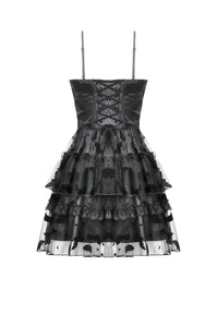 Gothic Bat Coffin Lolita Dress with Lace Ruffles and Adjustable Ties DW1088