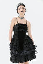 Load image into Gallery viewer, Gothic Bat Coffin Lolita Dress with Lace Ruffles and Adjustable Ties DW1088