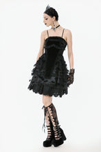 Load image into Gallery viewer, Gothic Bat Coffin Lolita Dress with Lace Ruffles and Adjustable Ties DW1088