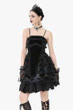 Load image into Gallery viewer, Gothic Bat Coffin Lolita Dress with Lace Ruffles and Adjustable Ties DW1088