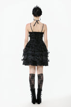 Load image into Gallery viewer, Gothic Bat Coffin Lolita Dress with Lace Ruffles and Adjustable Ties DW1088
