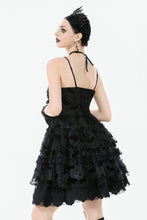 Load image into Gallery viewer, Gothic Bat Coffin Lolita Dress with Lace Ruffles and Adjustable Ties DW1088