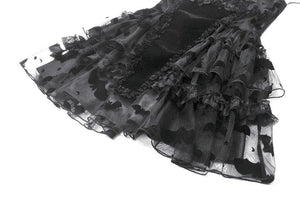Gothic Bat Coffin Lolita Dress with Lace Ruffles and Adjustable Ties DW1088