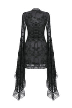 Load image into Gallery viewer, Gothic Embroidered Mesh Dress with Big Sleeves DW1096