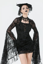 Load image into Gallery viewer, Gothic Embroidered Mesh Dress with Big Sleeves DW1096