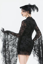 Load image into Gallery viewer, Gothic Embroidered Mesh Dress with Big Sleeves DW1096
