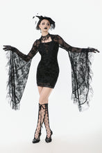 Load image into Gallery viewer, Gothic Embroidered Mesh Dress with Big Sleeves DW1096