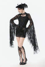 Load image into Gallery viewer, Gothic Embroidered Mesh Dress with Big Sleeves DW1096