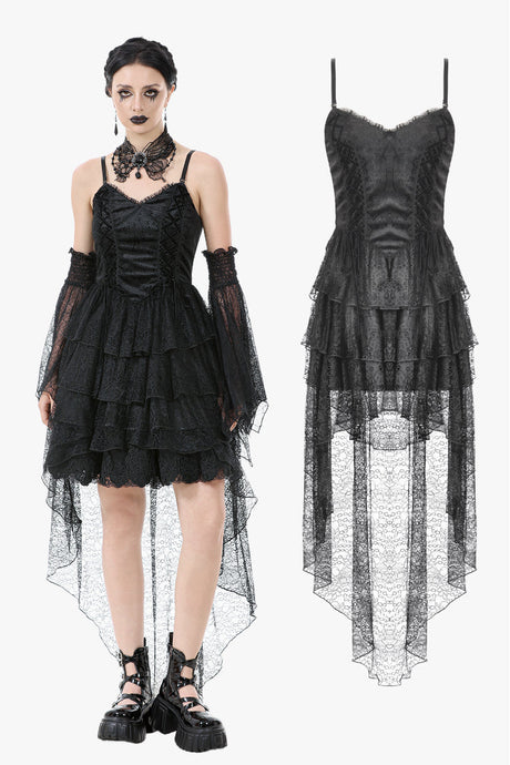 Dark Swan Layered Lace Tail Dress DW1097
