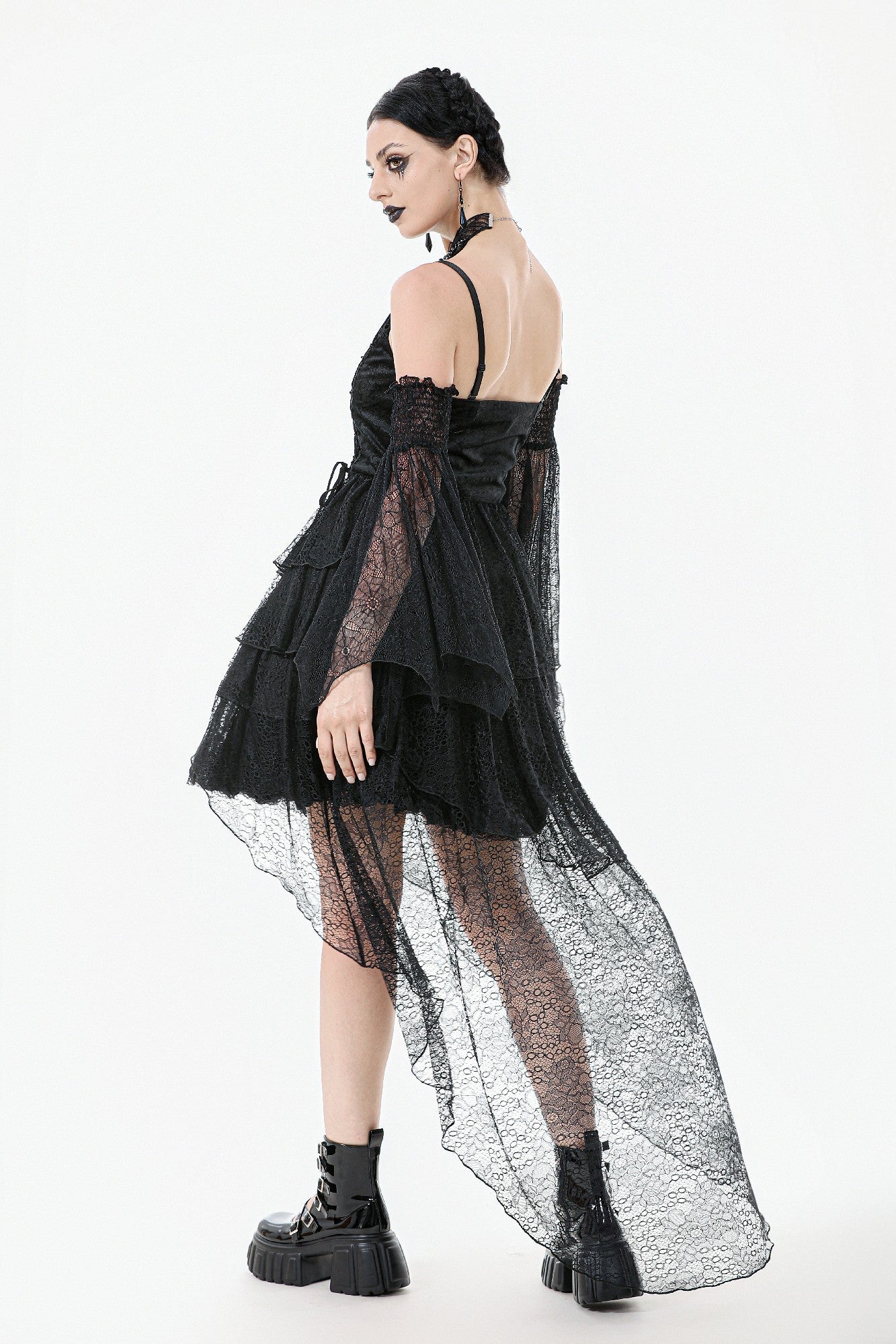 black swan lace dress Dark In Love - Gothic Black Swan Tulle Lace Trim Black - Dress