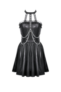 Gothic Eyelet & Chain Choker Leather Dress DW1102