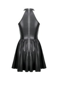 Gothic Eyelet & Chain Choker Leather Dress DW1102