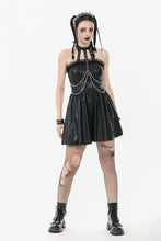 Load image into Gallery viewer, Gothic Eyelet &amp; Chain Choker Leather Dress DW1102