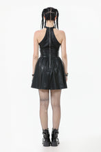 Load image into Gallery viewer, Gothic Eyelet &amp; Chain Choker Leather Dress DW1102