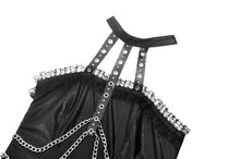 Load image into Gallery viewer, Gothic Eyelet &amp; Chain Choker Leather Dress DW1102