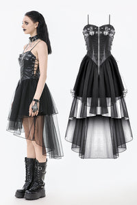 Punk Faux Leather & Mesh Dress DW1105 M