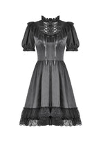 Load image into Gallery viewer, Gothic Lace-Up Lolita Puff Sleeve Dress DW1106