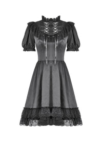 Gothic Lace-Up Lolita Puff Sleeve Dress DW1106