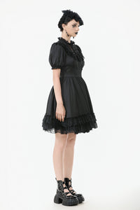 Gothic Lace-Up Lolita Puff Sleeve Dress DW1106