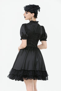 Gothic Lace-Up Lolita Puff Sleeve Dress DW1106
