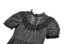 Load image into Gallery viewer, Gothic Lace-Up Lolita Puff Sleeve Dress DW1106