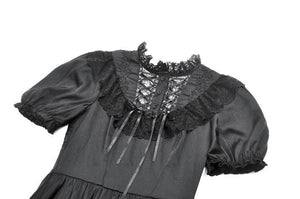 Gothic Lace-Up Lolita Puff Sleeve Dress DW1106