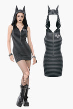 Load image into Gallery viewer, Striped Wolf-Ear Hoodie Dress DW1109
