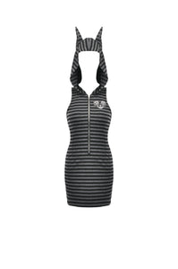 Striped Wolf-Ear Hoodie Dress DW1109