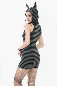 Striped Wolf-Ear Hoodie Dress DW1109