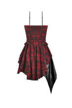 Load image into Gallery viewer, Punk Inked Plaid Dress with Faux Leather Splice &amp; Grommet Lace-Up DW1111