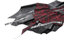 Load image into Gallery viewer, Punk Inked Plaid Dress with Faux Leather Splice &amp; Grommet Lace-Up DW1111