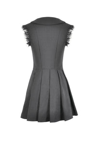 Charming Sleeveless Dress with Pleated Skirt & Bow Detail DW1112