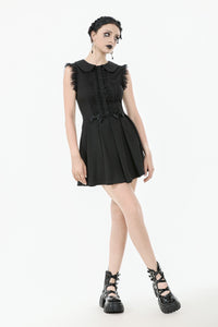 Charming Sleeveless Dress with Pleated Skirt & Bow Detail DW1112