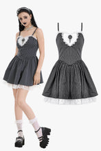Load image into Gallery viewer, Sweetheart Lace and Striped &amp; White Lolita Dress with Adjustable Straps DW1114