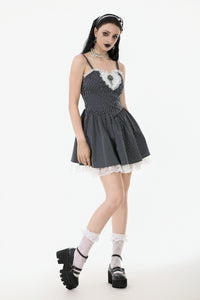 Sweetheart Lace and Striped & White Lolita Dress with Adjustable Straps DW1114