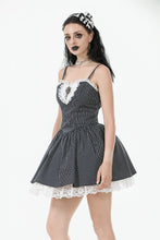 Load image into Gallery viewer, Sweetheart Lace and Striped &amp; White Lolita Dress with Adjustable Straps DW1114