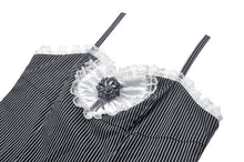 Load image into Gallery viewer, Sweetheart Lace and Striped &amp; White Lolita Dress with Adjustable Straps DW1114