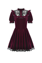 Load image into Gallery viewer, Gothic Duchess Crimson Velvet Puff Dress DW1117