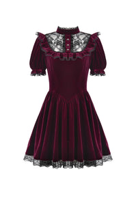 Gothic Duchess Crimson Velvet Puff Dress DW1117