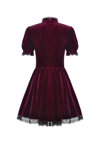 Gothic Duchess Crimson Velvet Puff Dress DW1117