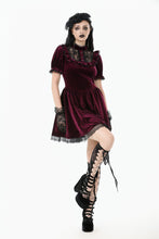 Load image into Gallery viewer, Gothic Duchess Crimson Velvet Puff Dress DW1117